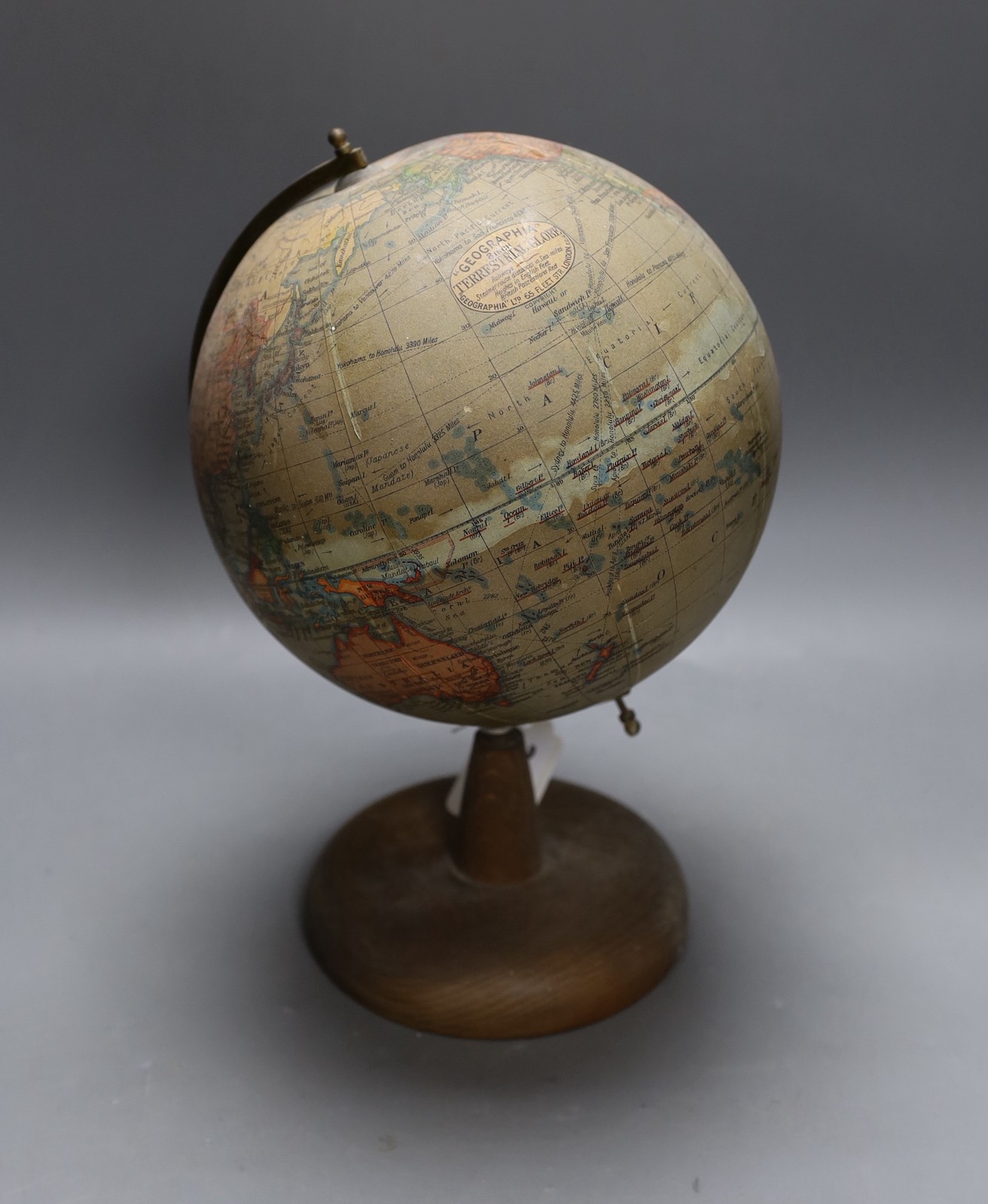 A Geographia 8 inch terrestrial globe. 31cm tall